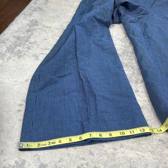 NWT Lane Bryant The Lena Wide Leg Trouser Pant Blue Pinstripe Linen Blend Sz 14 - Picture 7 of 12
